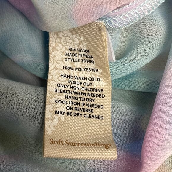 Soft Surroundings Watercolor Pastel Tie Dye Layered Ponchp Blouse  Sz MED - Picture 8 of 8